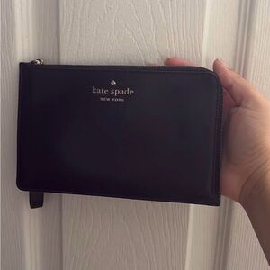 Kate Spade Black Leather Zip Pouch